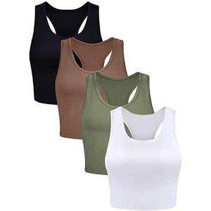 4 Pieces Basic Crop Tank Tops Sport
